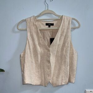 NEW Lulu's SET- Cream Sleeveless Top Vest and Pants